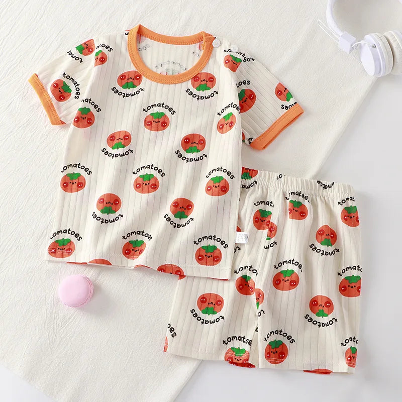 Pigiama Bambino Leggero 2 Pezzi con T-Shirt e Pantaloncini Fantasia