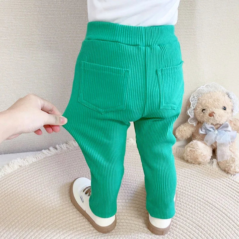 Pantaloni a Costine in Cotone per Bambini, Vita Elastica, Unisex, Primavera/Autunno