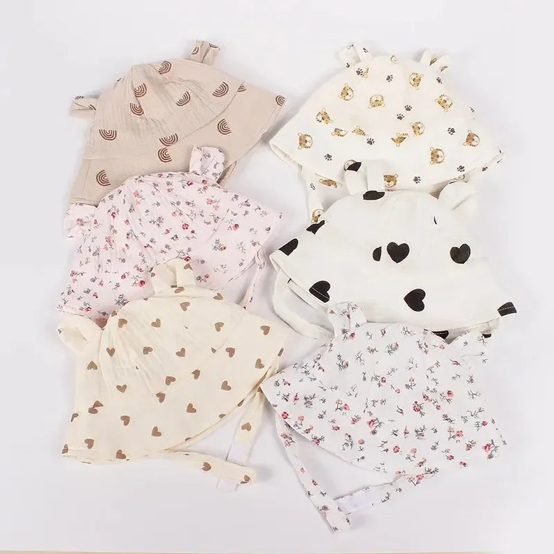 Cappello da Sole Neonato con Orecchie da Coniglietto in Cotone – Cappellino Estivo Regolabile 0-12 Mesi
