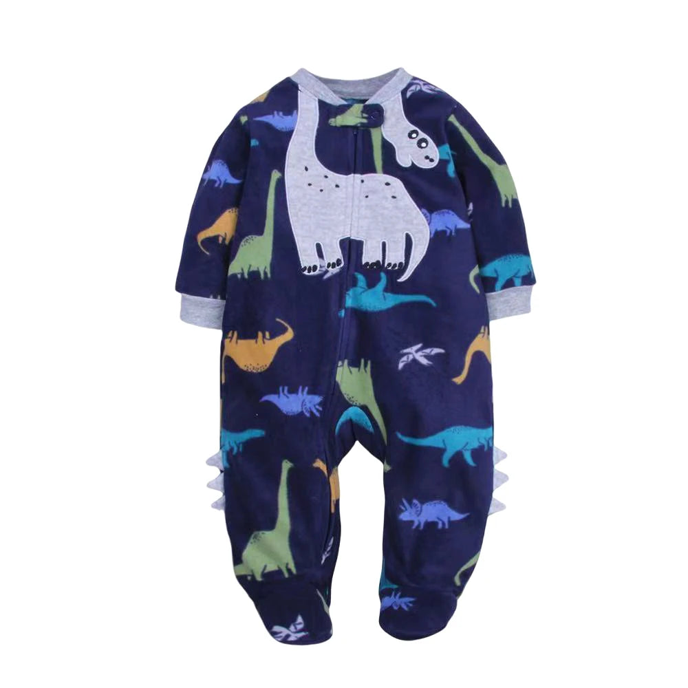 Tutina Calda in Pile con Cerniera e Stampe Animali per Bambini
