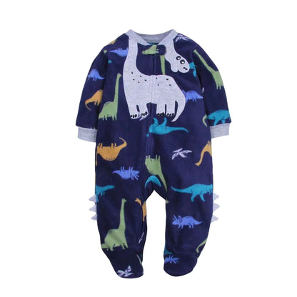 Tutina Calda in Pile con Cerniera e Stampe Animali per Bambini