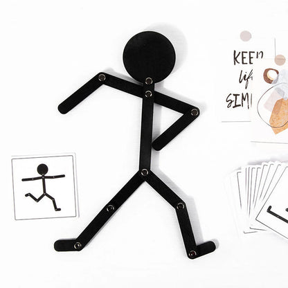 Figura Snodabile con 48 Pose e Carte da Imitare - Gioco Educativo Ispirato al Metodo Montessori