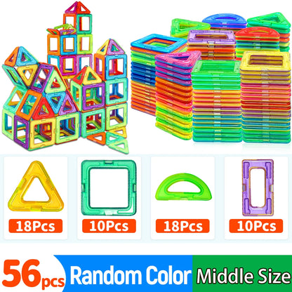 Costruzioni Magnetiche Colorate – Gioco Creativo di Forme Geometriche 32/56 Pezzi