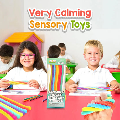 Cordoncini Sensoriali Elastici per Bambini – Gioco Tattile Antistress con Texture, Set Educativo per Motricità Fine