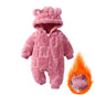 Tutina Invernale Neonato in Pile Effetto Peluche – Tuta con Cappuccio e Zip a Doppio Cursore
