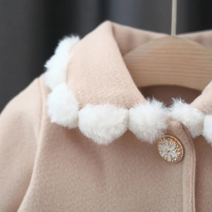 Cappottino Elegante Bambina con Fiocchi e Colletto Peter Pan