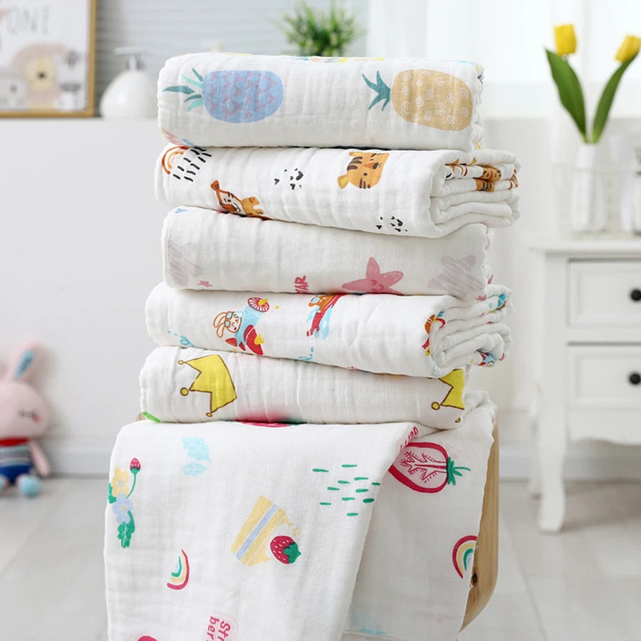 Telo Bagnetto in Garza di Cotone 4 Strati 70×90 cm per Neonati e Bambini