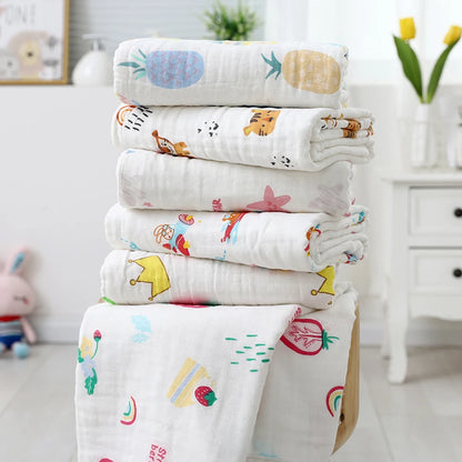 Telo Bagnetto in Garza di Cotone 4 Strati 70×90 cm per Neonati e Bambini