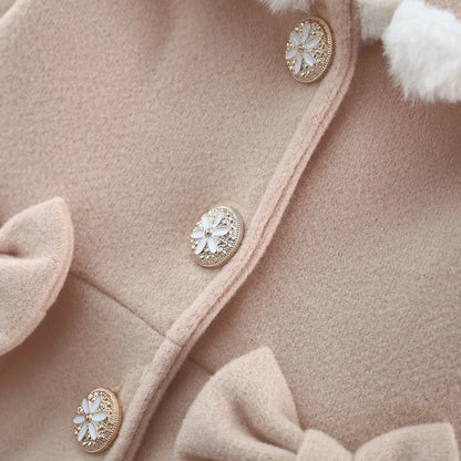Cappottino Elegante Bambina con Fiocchi e Colletto Peter Pan