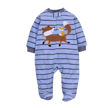 Tutina Calda in Pile con Cerniera e Stampe Animali per Bambini
