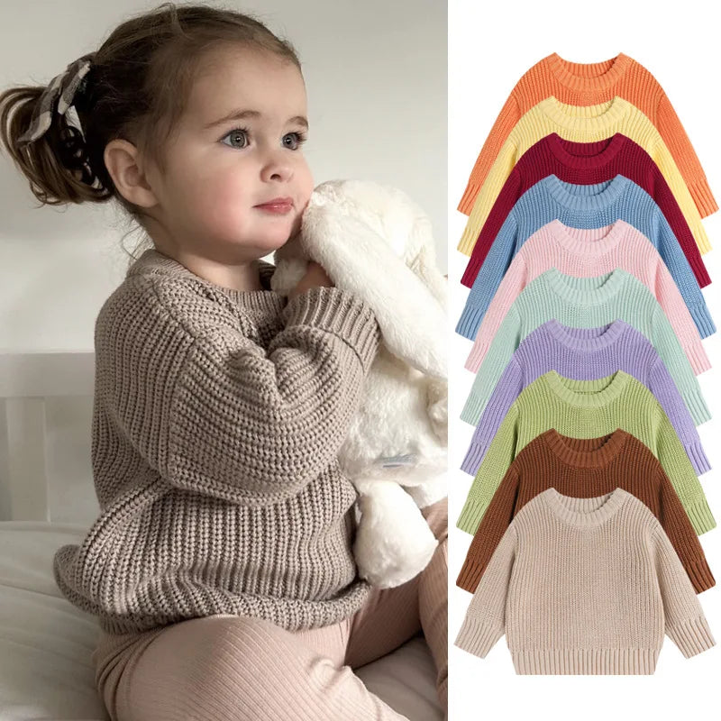 Maglione Bambini in Cotone a Maglia – Pullover Girocollo Invernale Unisex