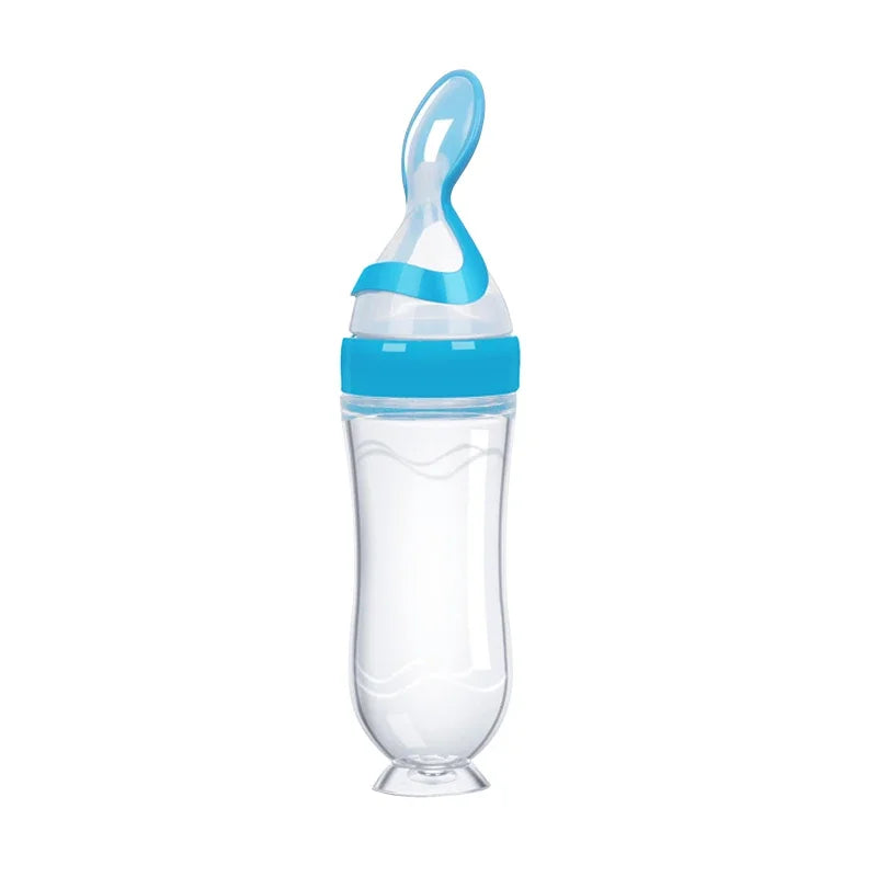 Cucchiaio Dosatore per Pappa 90 ml – Biberon Spremibile in Silicone per Svezzamento con Supporto