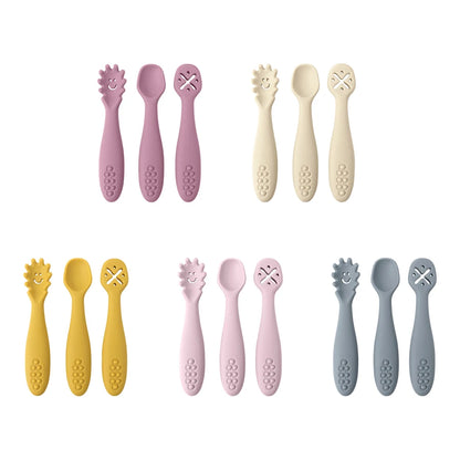 Set 3 Posatine in Silicone per Svezzamento e Autosvezzamento – Prime Posate per Neonato
