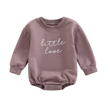 Body Felpato Neonato in Cotone "Little Love" a Maniche Lunghe | Unisex Autunno Primavera