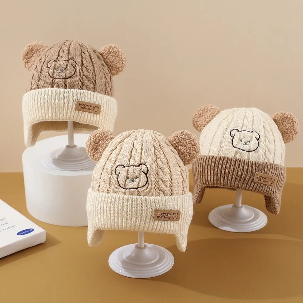 Cappello Invernale Bambino con Paraorecchie – Berretto in Maglia Foderato con Orecchie da Orsetto