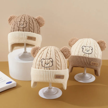 Cappello Invernale Bambino con Paraorecchie – Berretto in Maglia Foderato con Orecchie da Orsetto