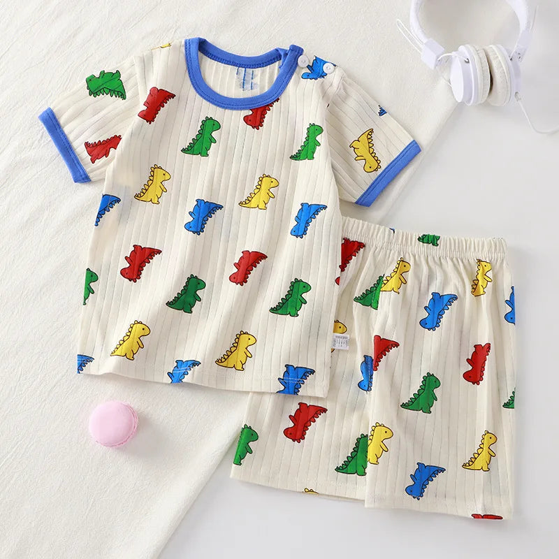 Pigiama Bambino Leggero 2 Pezzi con T-Shirt e Pantaloncini Fantasia