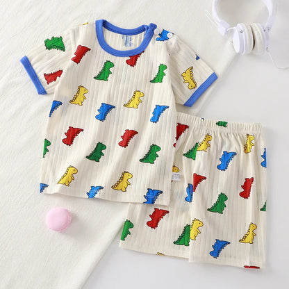 Pigiama Bambino Leggero 2 Pezzi con T-Shirt e Pantaloncini Fantasia