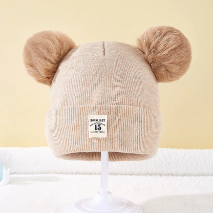 Cappello Invernale Lavorato a Maglia con Doppi Pompon per Neonati e Bambini | Caldo, Morbido e Unisex (6-24 Mesi)