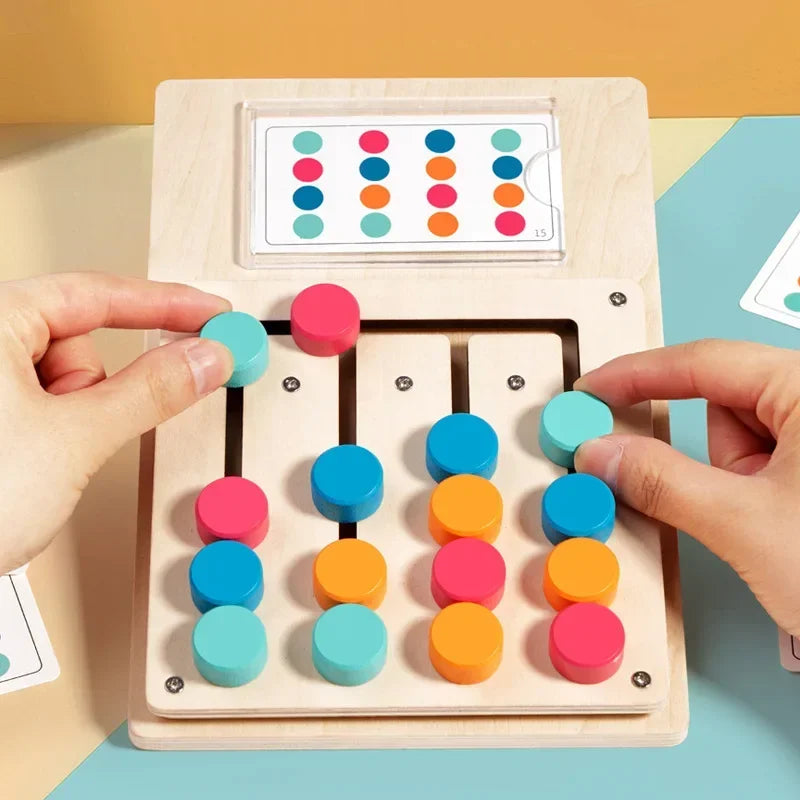 Puzzle Scorrevole in Legno – Gioco Educativo di Logica e Abbinamento Colori per Bambini 3+ Anni