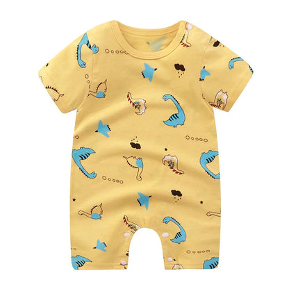 Pagliaccetto in Cotone per Neonato – Tutina a Maniche Corte con Stampe, Body Intero Unisex per Neonati