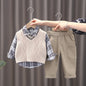 Completo Bambino 3 Pezzi Autunno/Inverno in Cotone – Camicia a Quadri, Gilet e Pantaloni