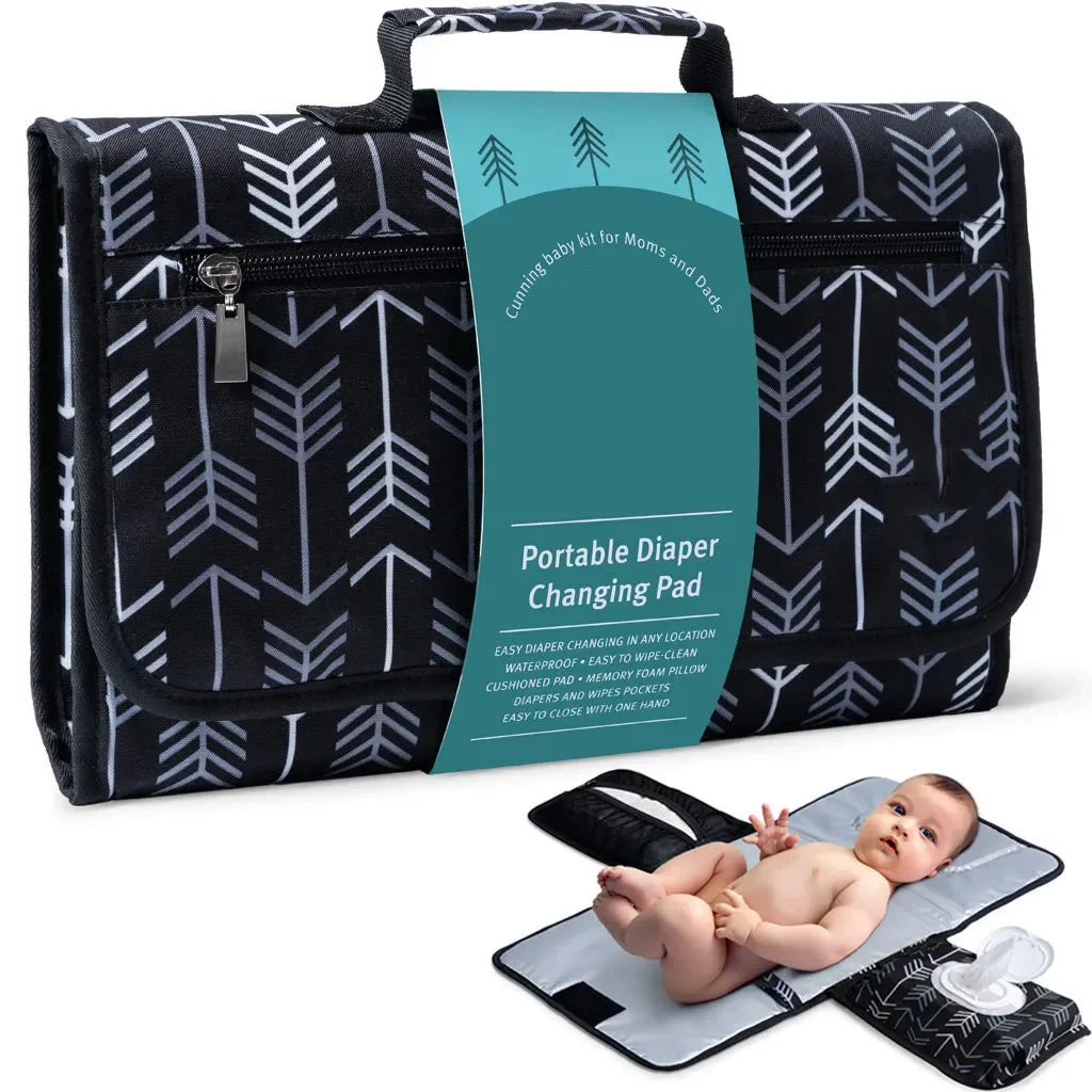 Fasciatoio Portatile Pieghevole con Tasche Porta Pannolini - Tappetino per Cambio Pannolino