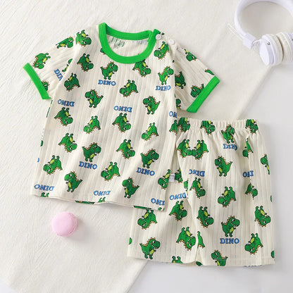 Pigiama Bambino Leggero 2 Pezzi con T-Shirt e Pantaloncini Fantasia