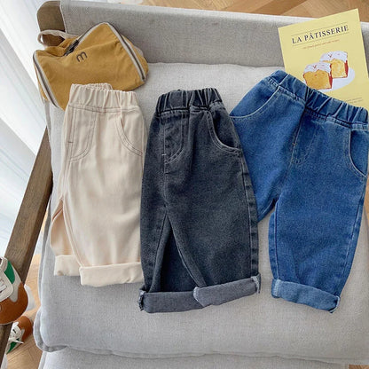Jeans Morbidi per Bambini con Vita Elasticizzata – Pantaloni in Denim a Gamba Ampia Unisex