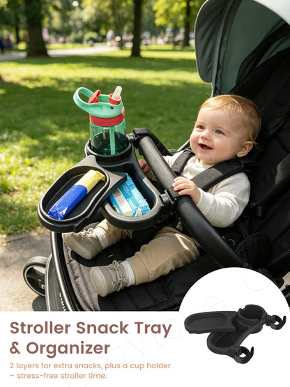 Vassoio Organizer Universale 3 in 1 per Passeggino con Portabicchiere