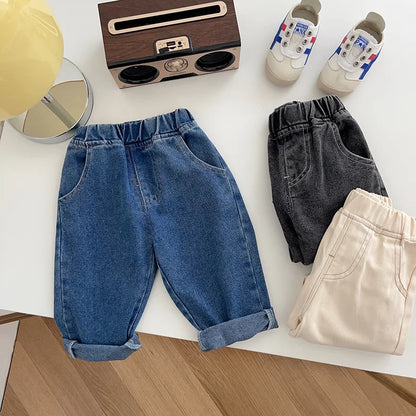 Jeans Morbidi per Bambini con Vita Elasticizzata – Pantaloni in Denim a Gamba Ampia Unisex