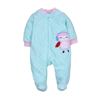 Tutina Calda in Pile con Cerniera e Stampe Animali per Bambini