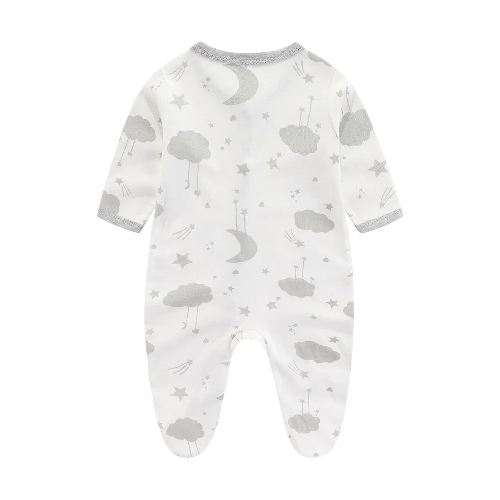 Tutina Intera Neonato 100% Cotone – Manica Lunga con Bottoni Frontali