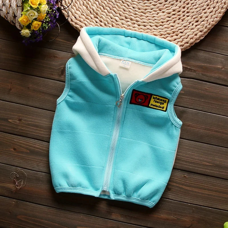 Completo Invernale Bambino e Bambina 3 Pezzi – Tuta con Felpa, Pantaloni e Gilet con Cappuccio e Orsetti