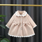 Cappottino Elegante Bambina con Fiocchi e Colletto Peter Pan