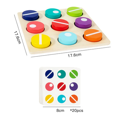 Puzzle in Legno per Bambini – Gioco di Abbinamento Colori e Simboli con Carte Modello