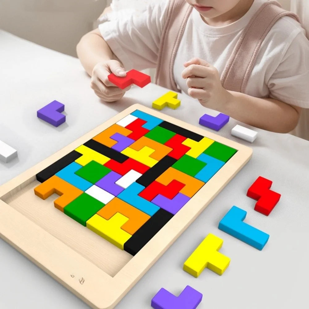 Puzzle Creativo in Legno con Forme Geometriche – Gioco Educativo di Logica e Composizione