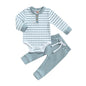 Completo Neonato e Bambino 2 Pezzi – Body a Righe e Pantaloni Lunghi Autunno Inverno
