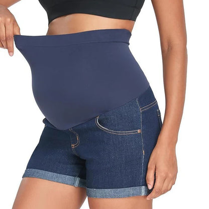 Shorts Jeans Premaman – Pantaloncini Denim Elasticizzati con Fascia Alta per il Pancione