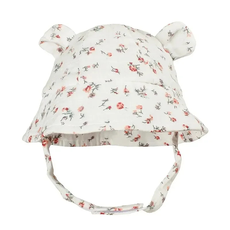 Cappello da Sole Neonato con Orecchie da Coniglietto in Cotone – Cappellino Estivo Regolabile 0-12 Mesi