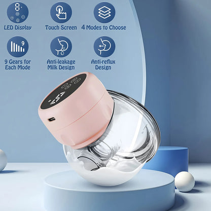 Tiralatte Elettrico Indossabile Senza Mani – Ricaricabile USB, 4 Modalità e 9 Livelli di Aspirazione