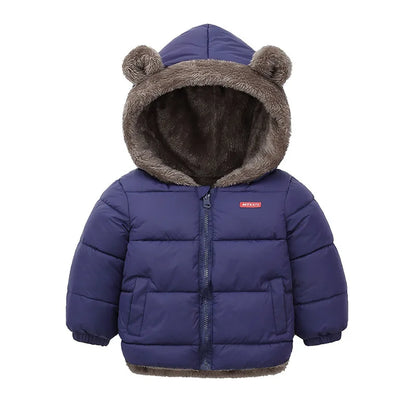 Giubbotto Invernale Bambino e Bambina – Piumino Imbottito con Interno in Pile e Cappuccio con Orecchie