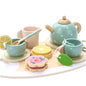Set da Tè in Legno per Bambini – Servizio da Tè Giocattolo con Dolcetti, Gioco di Ruolo Educativo 3+ Anni
