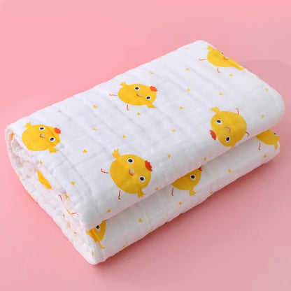Telo Bagnetto in Garza di Cotone 4 Strati 70×90 cm per Neonati e Bambini