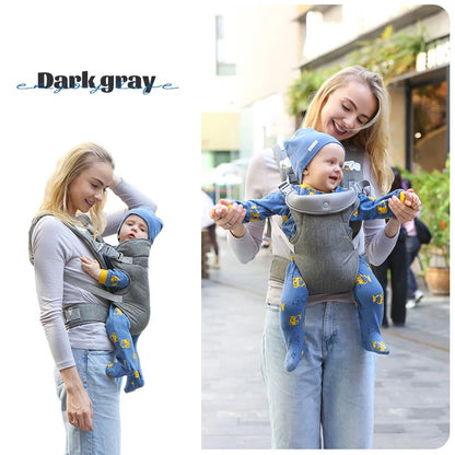 Marsupio Ergonomico 4 Posizioni per Neonati e Bambini – Imbracatura Regolabile con Supporto Lombare