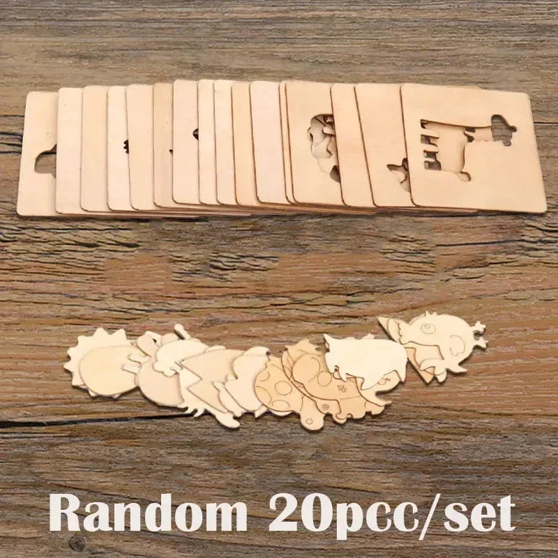 Stencil e Sagome in Legno da Colorare – Set Gioco di 20 Tessere per Disegnare e Ricalcare, Bambini 3+ Anni
