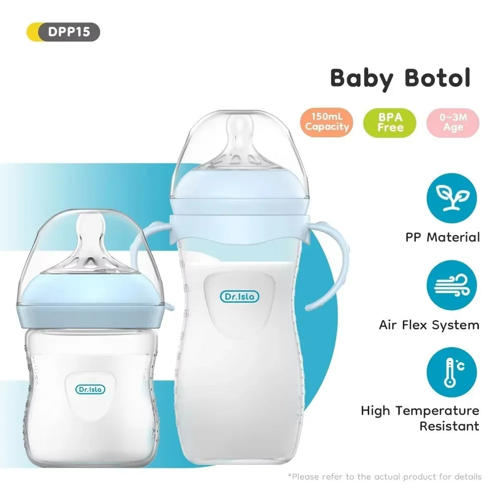 Biberon Anticolica per Neonato con Tettarella in Silicone e Manici Privo di BPA