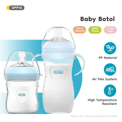 Biberon Anticolica per Neonato con Tettarella in Silicone e Manici Privo di BPA