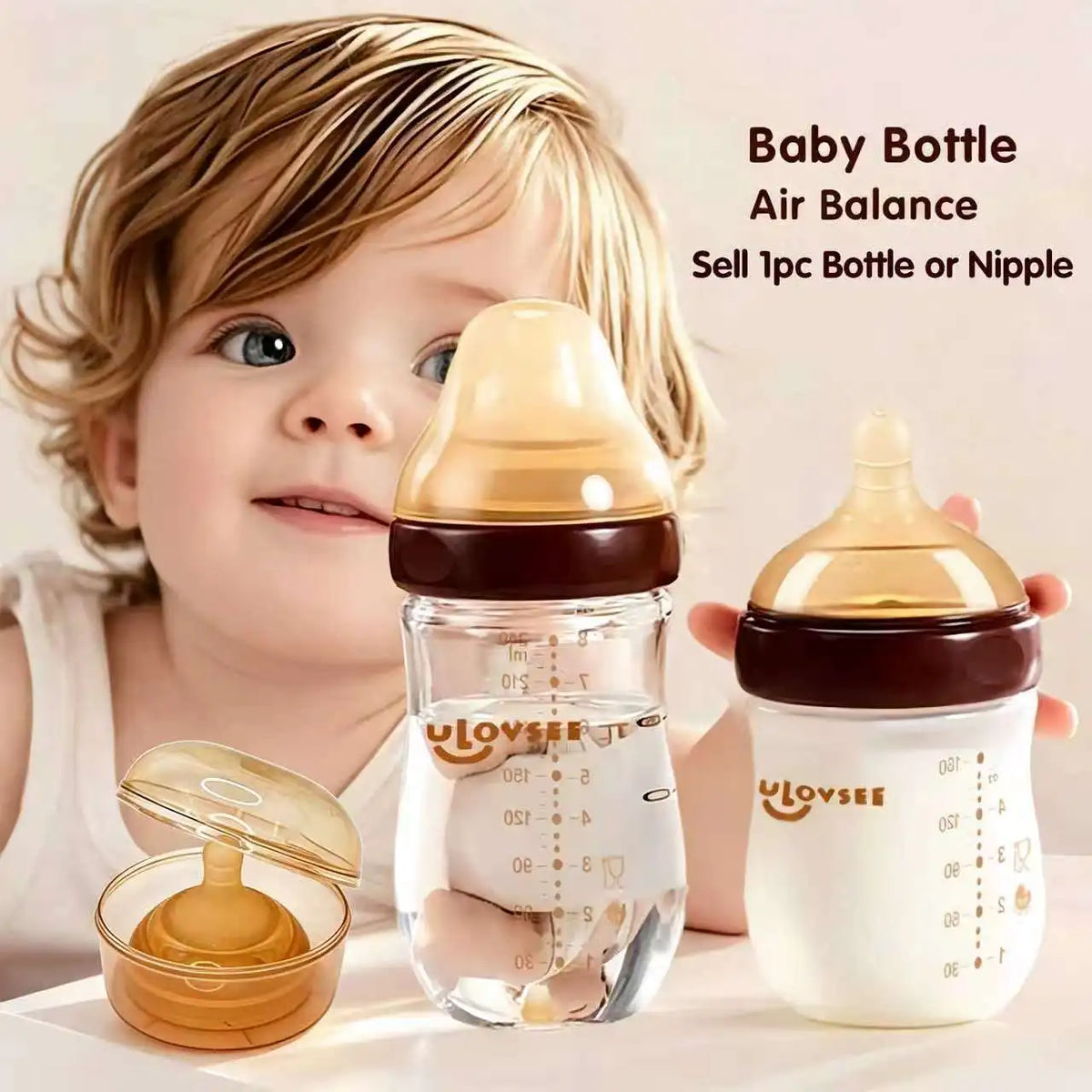 Biberon Anticolica in Vetro Borosilicato con Tettarella in Silicone BPA Free – Collo Largo 120/160/240 ml