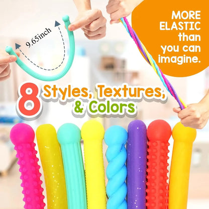 Cordoncini Sensoriali Elastici per Bambini – Gioco Tattile Antistress con Texture, Set Educativo per Motricità Fine